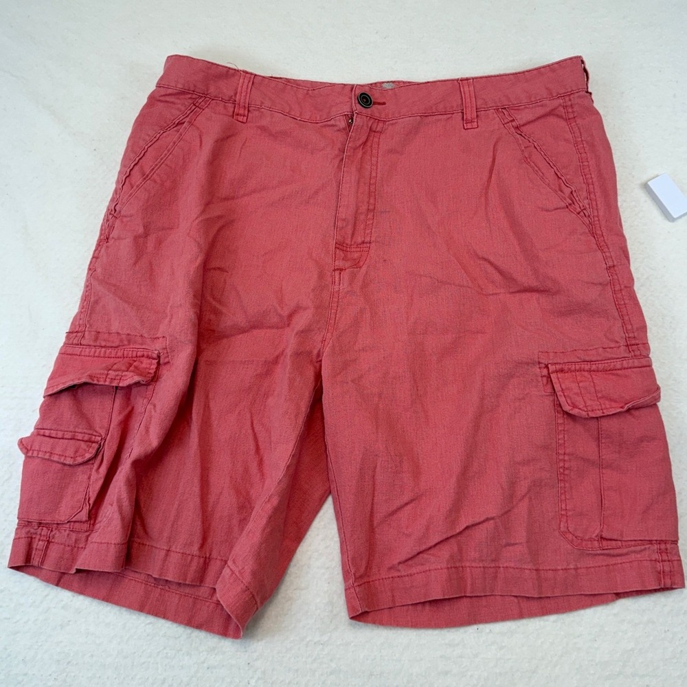 Paradise Collection Mens Salmon Linen Cotton Cargo Shorts Size 42 Salmon Utility